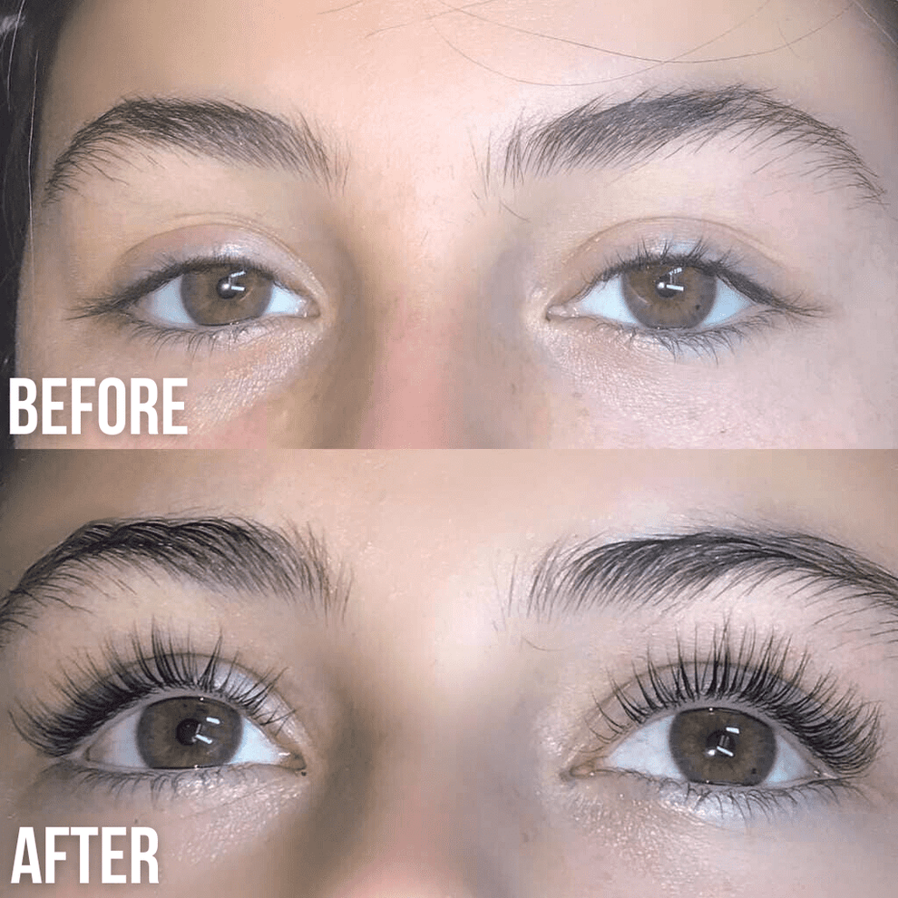 Before and after lash growth results